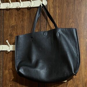 Elegant Black Leather Tote Bag